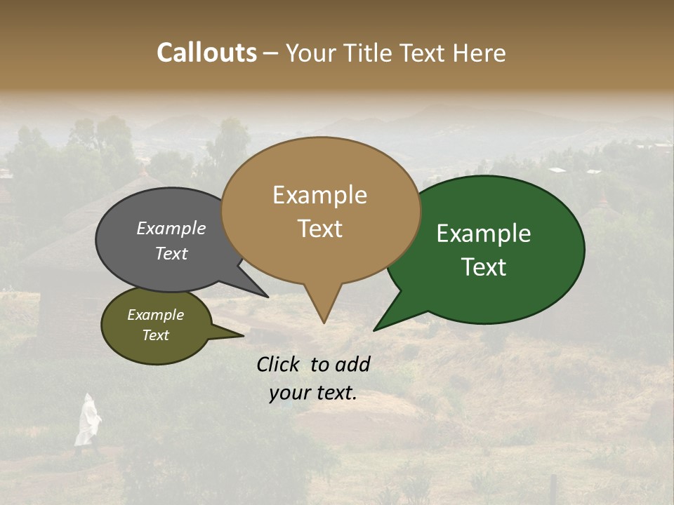 A Group Of Huts Sitting On Top Of A Lush Green Hillside PowerPoint Template