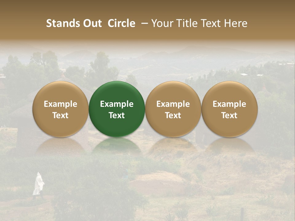 A Group Of Huts Sitting On Top Of A Lush Green Hillside PowerPoint Template