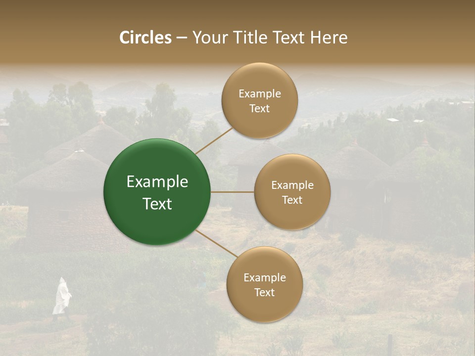 A Group Of Huts Sitting On Top Of A Lush Green Hillside PowerPoint Template