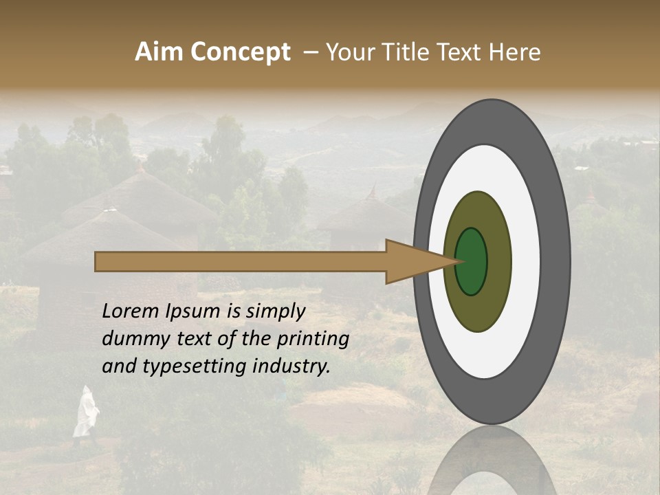 A Group Of Huts Sitting On Top Of A Lush Green Hillside PowerPoint Template