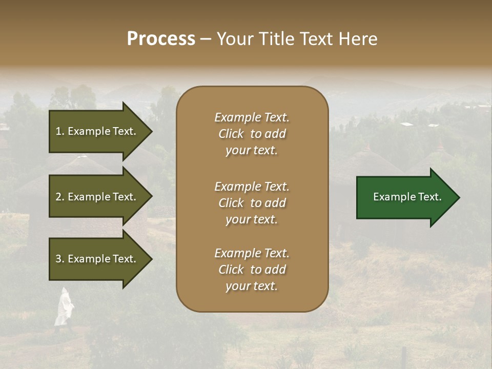A Group Of Huts Sitting On Top Of A Lush Green Hillside PowerPoint Template