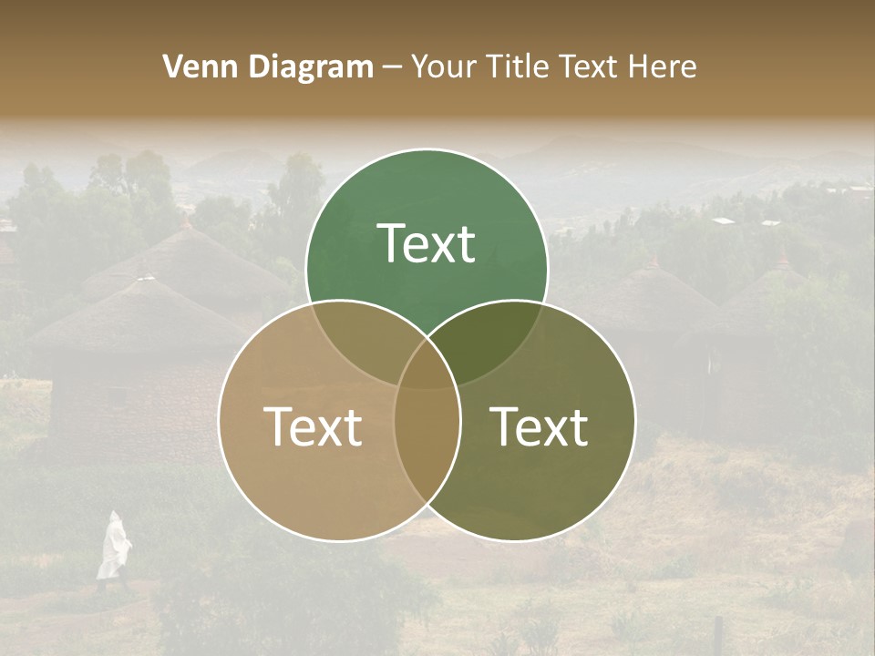 A Group Of Huts Sitting On Top Of A Lush Green Hillside PowerPoint Template