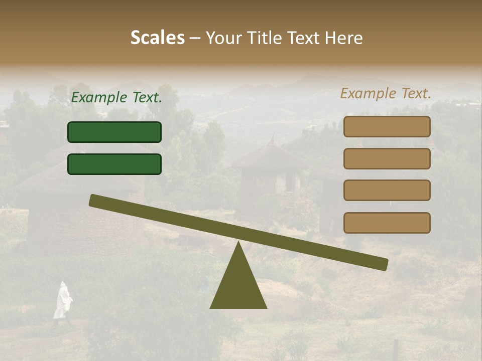 A Group Of Huts Sitting On Top Of A Lush Green Hillside PowerPoint Template