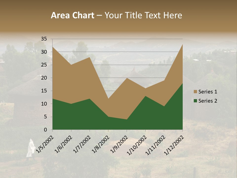 A Group Of Huts Sitting On Top Of A Lush Green Hillside PowerPoint Template