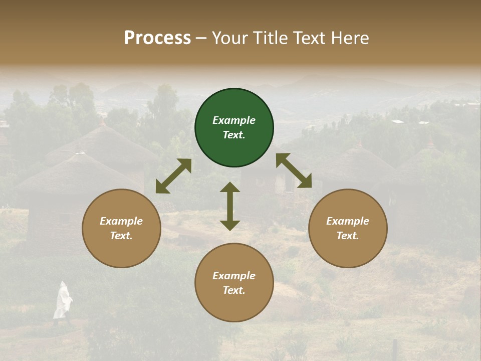 A Group Of Huts Sitting On Top Of A Lush Green Hillside PowerPoint Template