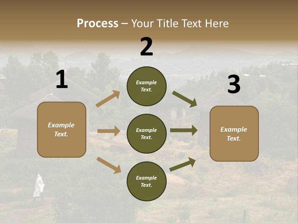 A Group Of Huts Sitting On Top Of A Lush Green Hillside PowerPoint Template