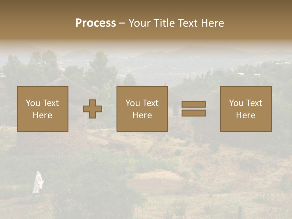 A Group Of Huts Sitting On Top Of A Lush Green Hillside PowerPoint Template