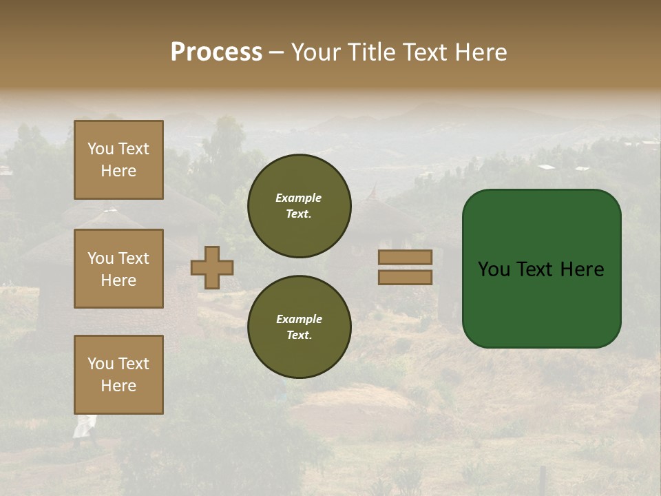 A Group Of Huts Sitting On Top Of A Lush Green Hillside PowerPoint Template