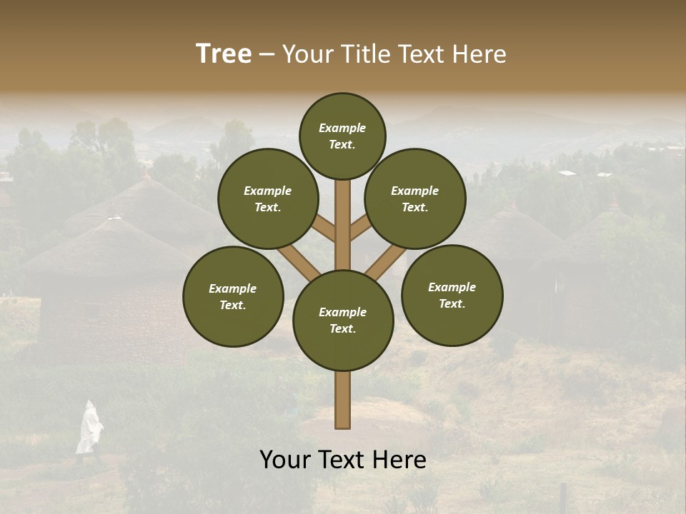 A Group Of Huts Sitting On Top Of A Lush Green Hillside PowerPoint Template