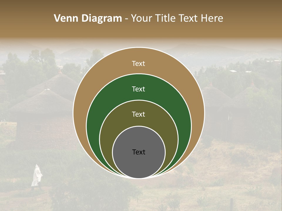 A Group Of Huts Sitting On Top Of A Lush Green Hillside PowerPoint Template
