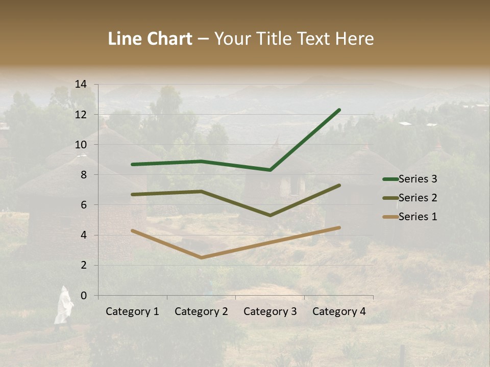 A Group Of Huts Sitting On Top Of A Lush Green Hillside PowerPoint Template