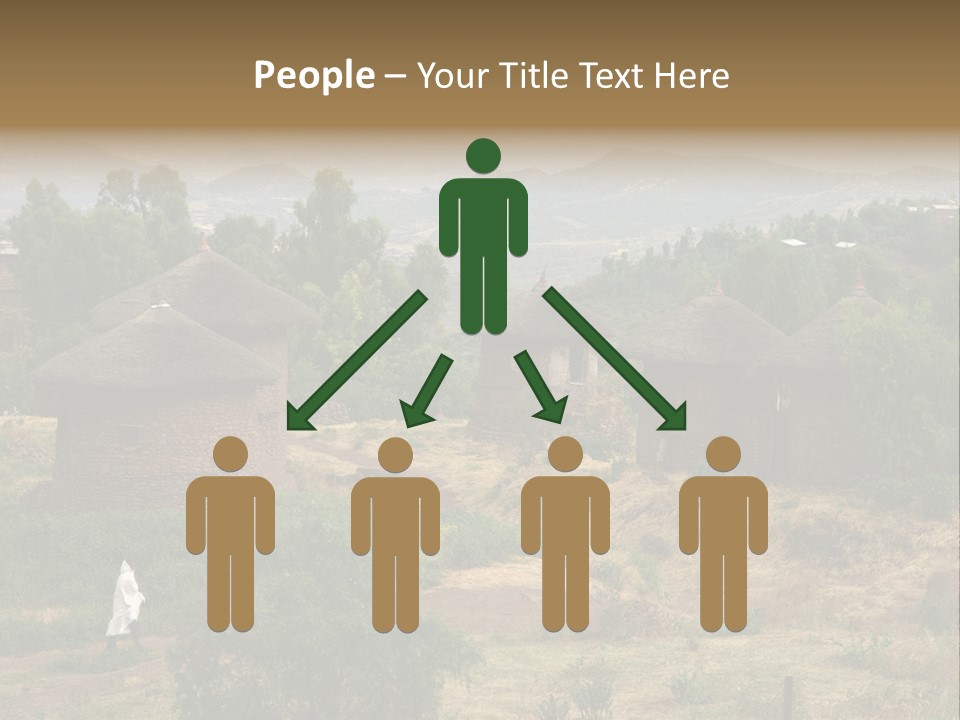 A Group Of Huts Sitting On Top Of A Lush Green Hillside PowerPoint Template