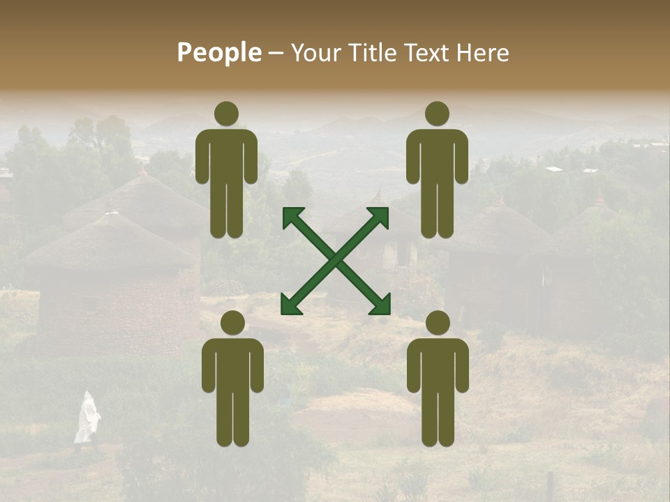 A Group Of Huts Sitting On Top Of A Lush Green Hillside PowerPoint Template