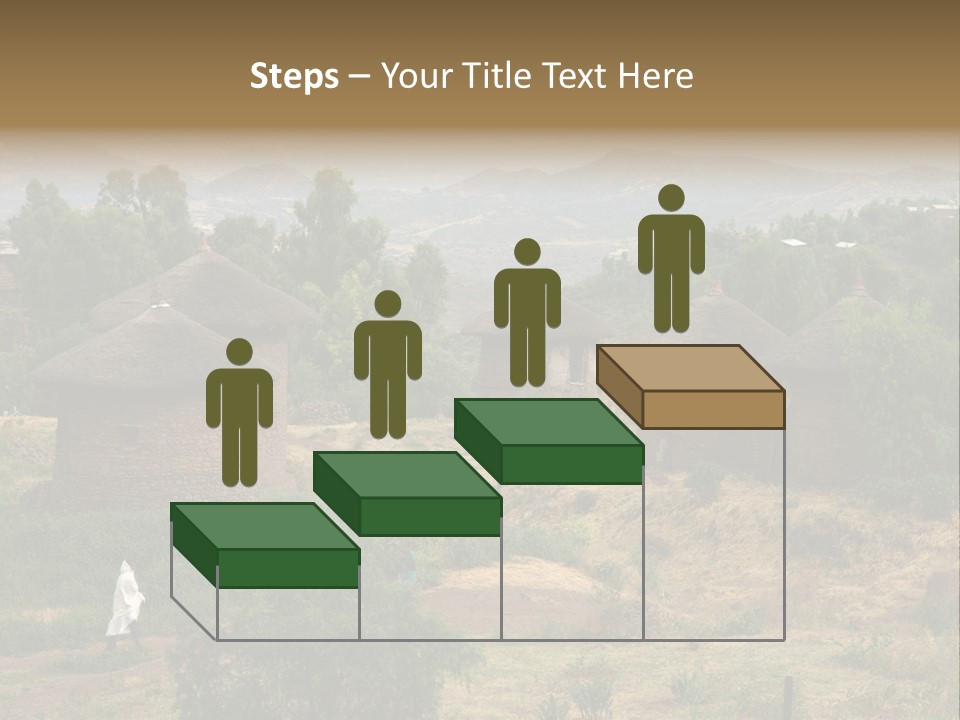 A Group Of Huts Sitting On Top Of A Lush Green Hillside PowerPoint Template