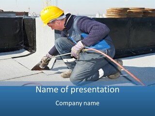 A Man Working On The Roof Of A Building PowerPoint Template