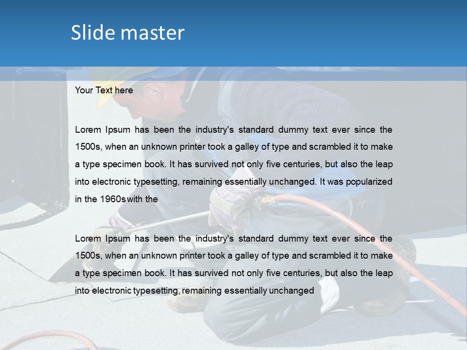 A Man Working On The Roof Of A Building PowerPoint Template