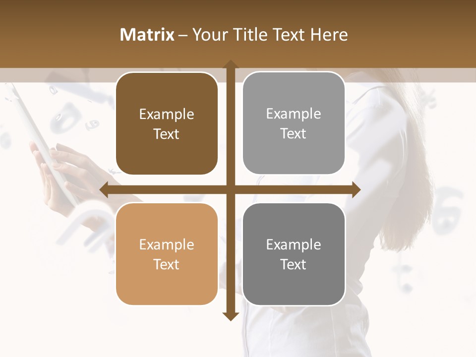 A Woman Holding A Tablet Computer In Her Hands PowerPoint Template