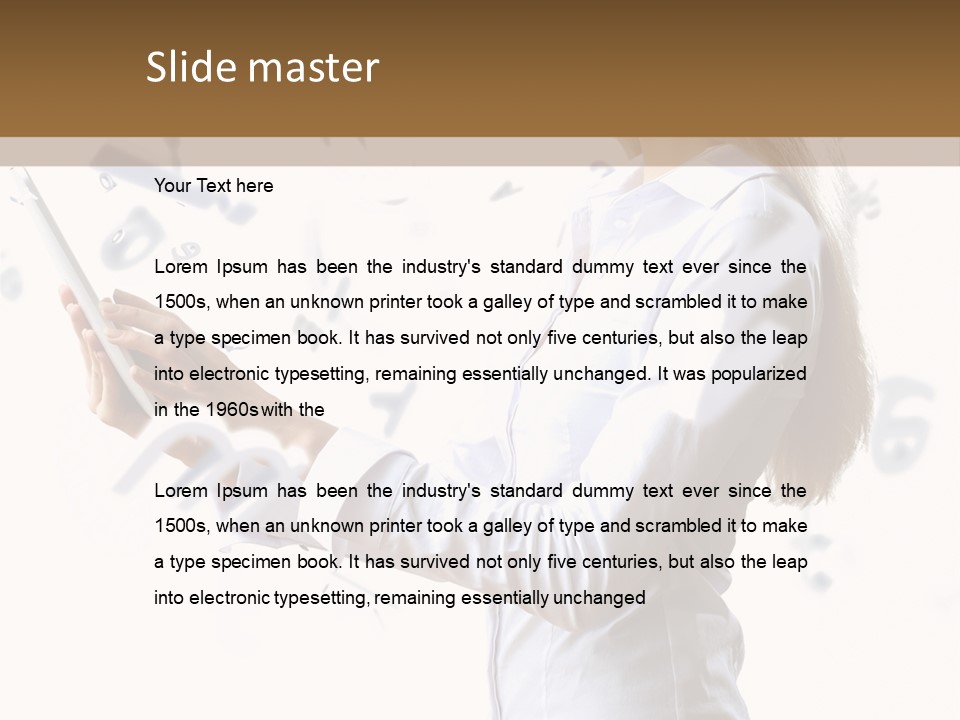 A Woman Holding A Tablet Computer In Her Hands PowerPoint Template