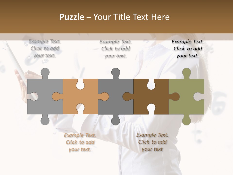 A Woman Holding A Tablet Computer In Her Hands PowerPoint Template