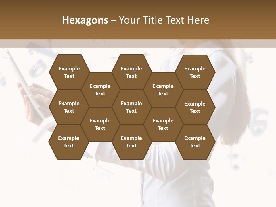 A Woman Holding A Tablet Computer In Her Hands PowerPoint Template