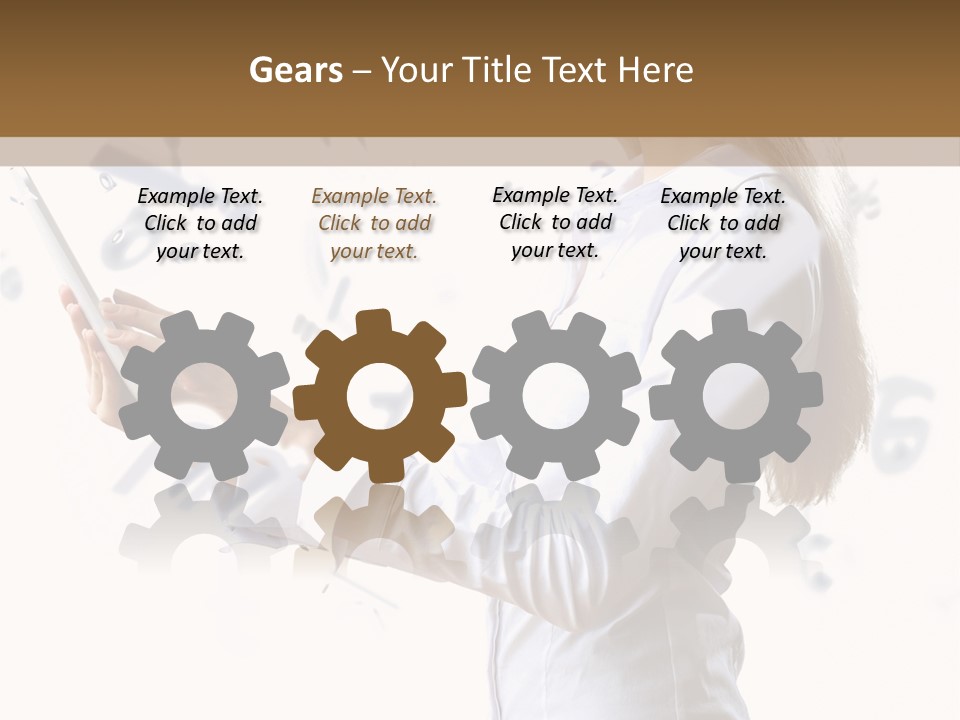 A Woman Holding A Tablet Computer In Her Hands PowerPoint Template