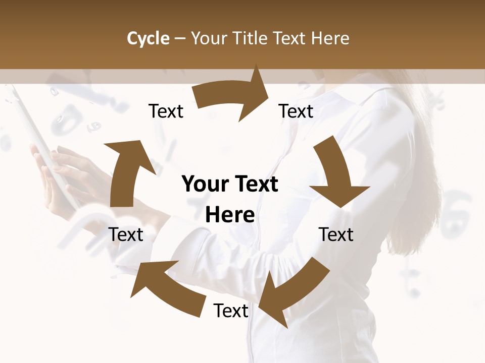 A Woman Holding A Tablet Computer In Her Hands PowerPoint Template