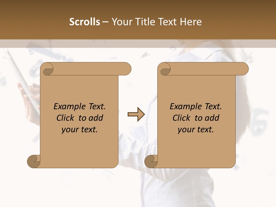 A Woman Holding A Tablet Computer In Her Hands PowerPoint Template