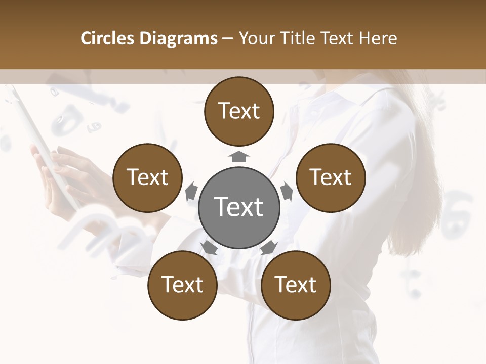 A Woman Holding A Tablet Computer In Her Hands PowerPoint Template