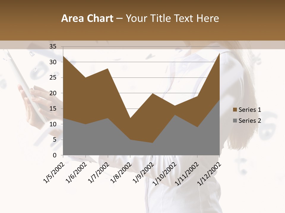 A Woman Holding A Tablet Computer In Her Hands PowerPoint Template