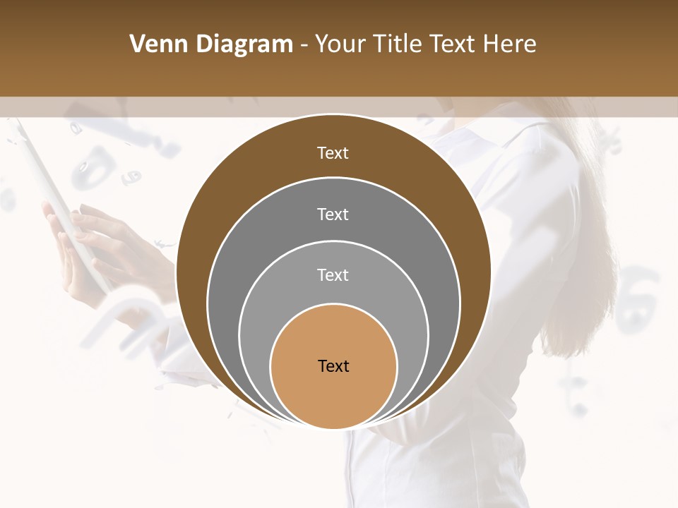 A Woman Holding A Tablet Computer In Her Hands PowerPoint Template