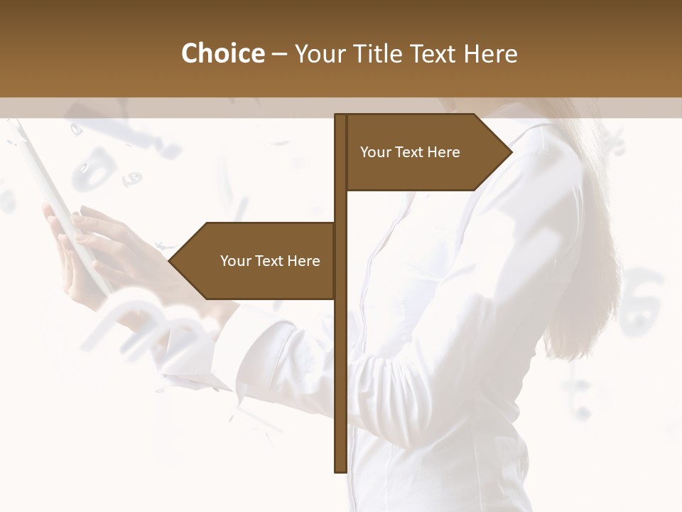 A Woman Holding A Tablet Computer In Her Hands PowerPoint Template