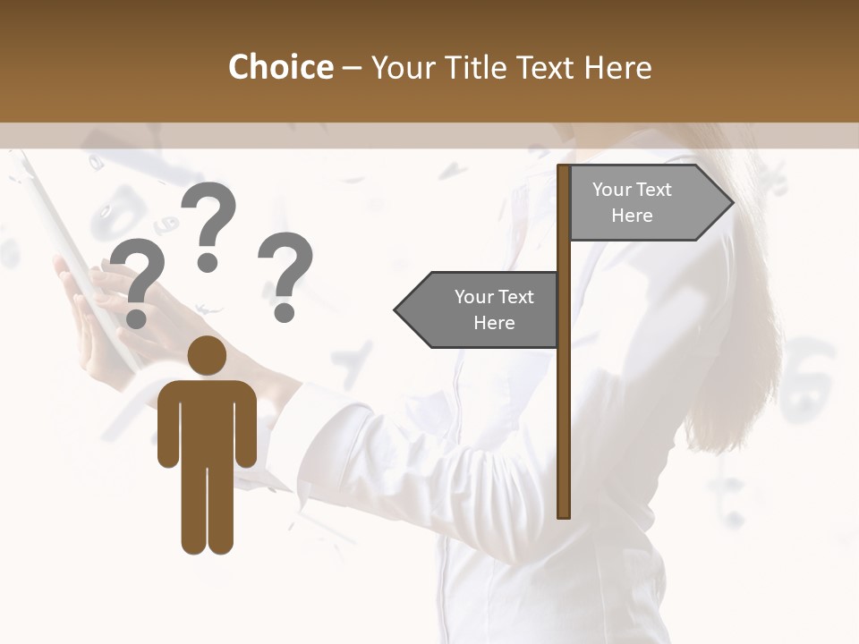 A Woman Holding A Tablet Computer In Her Hands PowerPoint Template