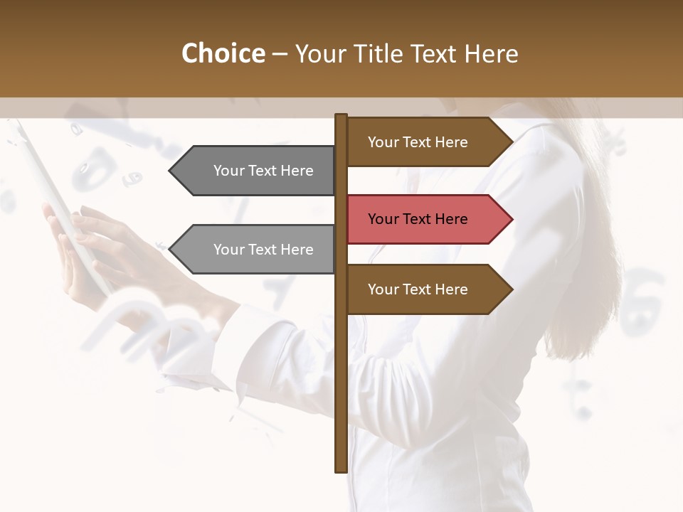 A Woman Holding A Tablet Computer In Her Hands PowerPoint Template