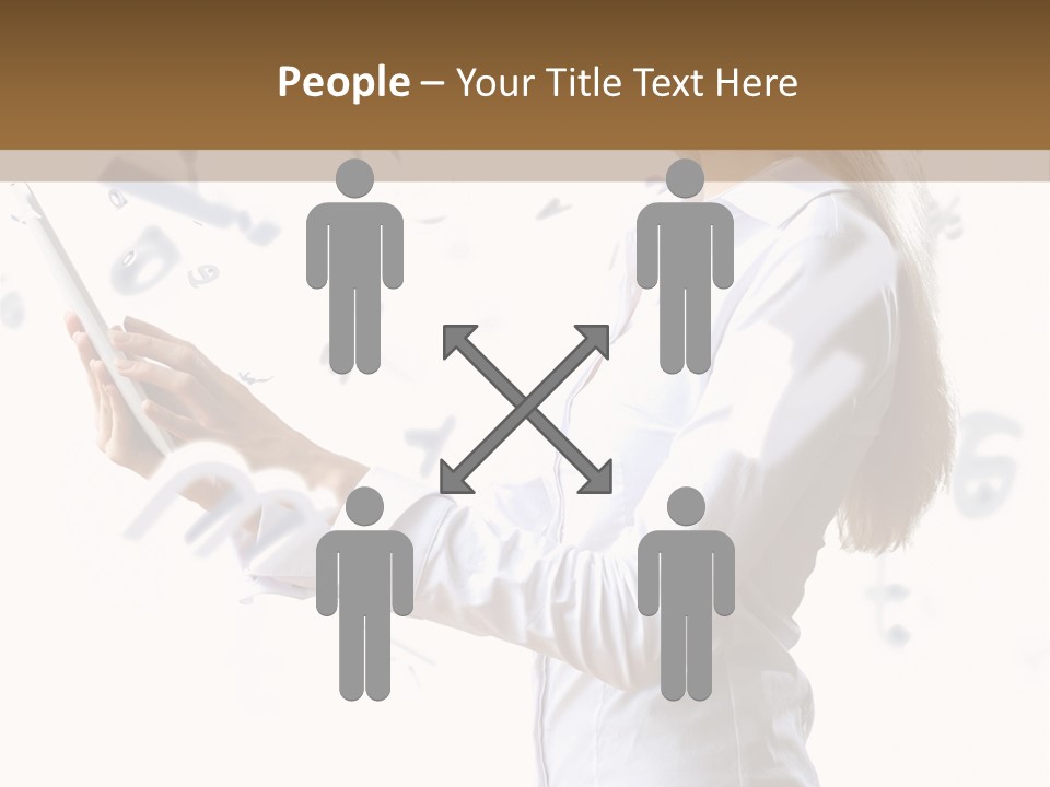 A Woman Holding A Tablet Computer In Her Hands PowerPoint Template