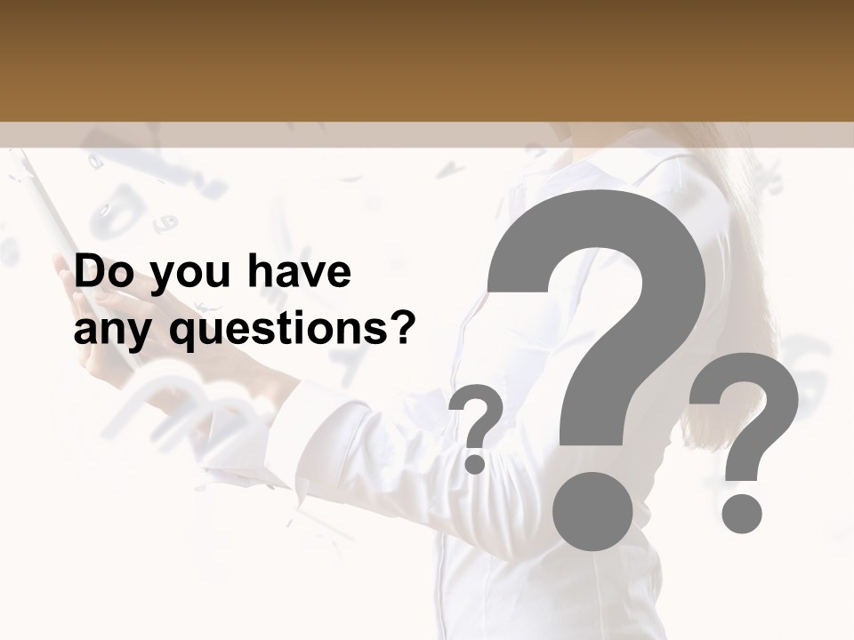 A Woman Holding A Tablet Computer In Her Hands PowerPoint Template