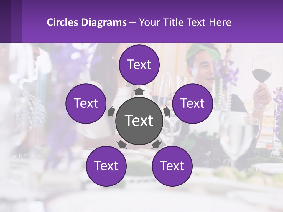 A Group Of People Sitting At A Table With Wine Glasses PowerPoint Template