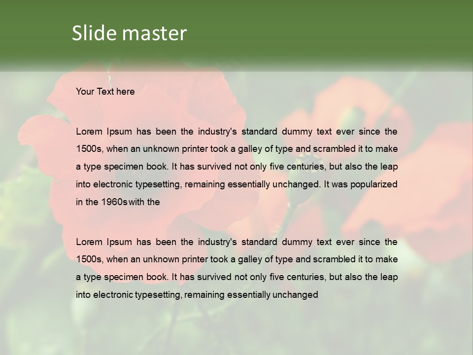 A Bunch Of Red Flowers In A Field PowerPoint Template
