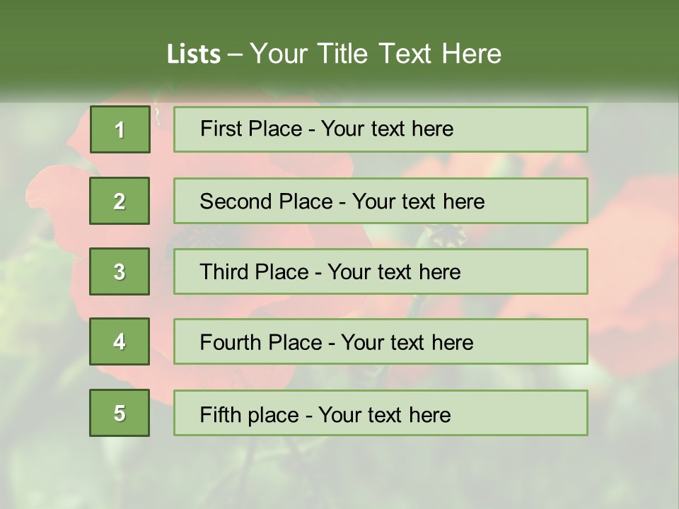 A Bunch Of Red Flowers In A Field PowerPoint Template