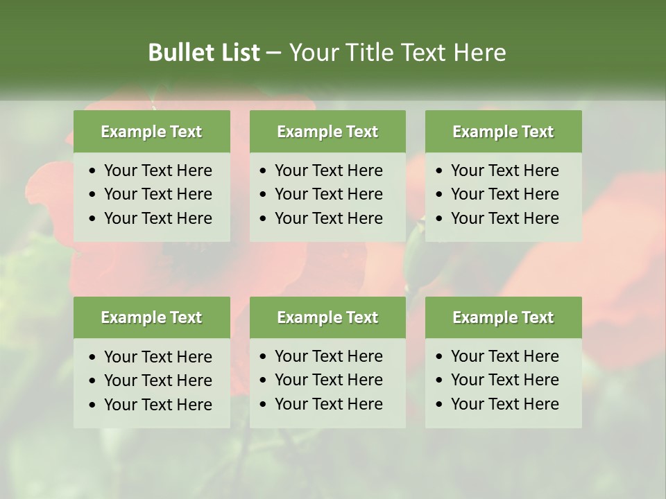 A Bunch Of Red Flowers In A Field PowerPoint Template