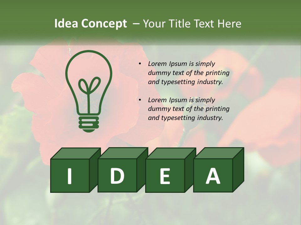 A Bunch Of Red Flowers In A Field PowerPoint Template