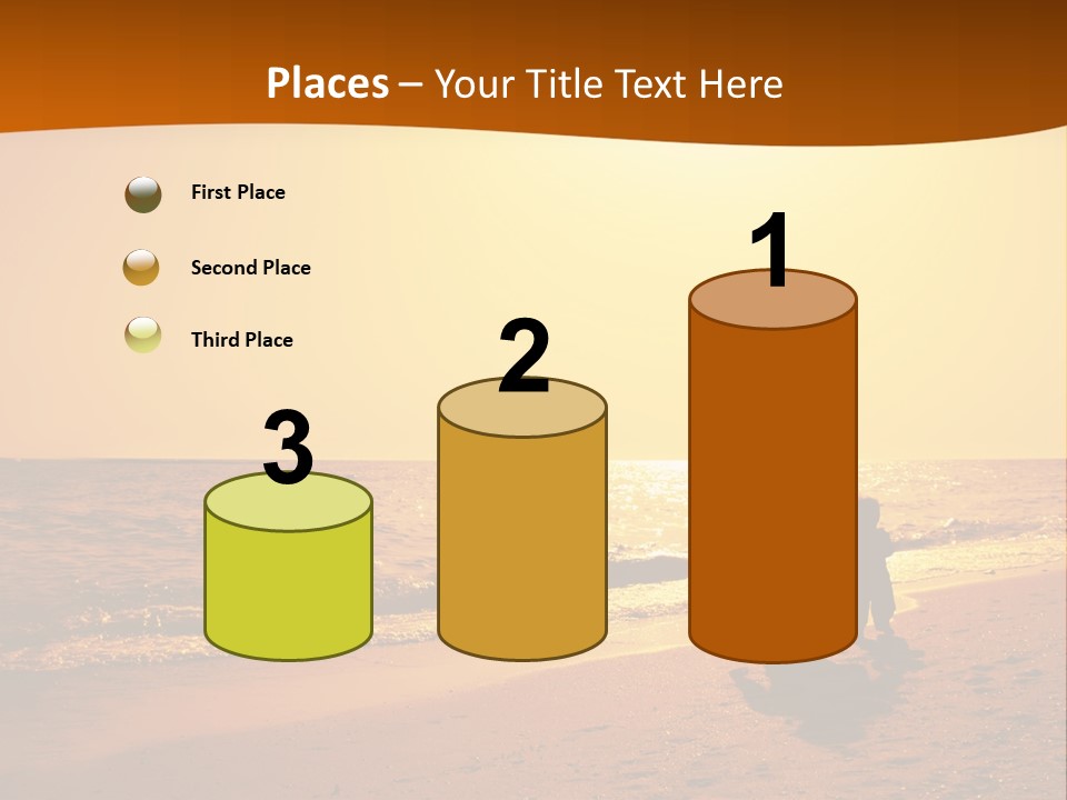 A Man And A Child Are Walking On The Beach At Sunset PowerPoint Template