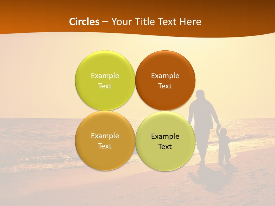 A Man And A Child Are Walking On The Beach At Sunset PowerPoint Template