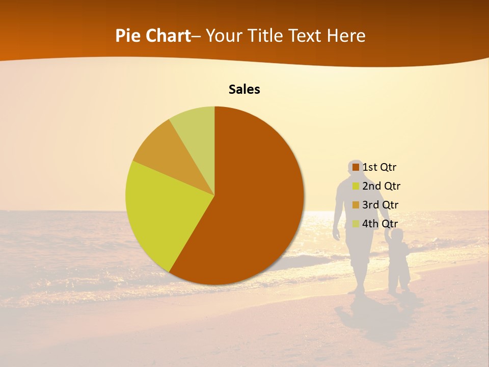 A Man And A Child Are Walking On The Beach At Sunset PowerPoint Template