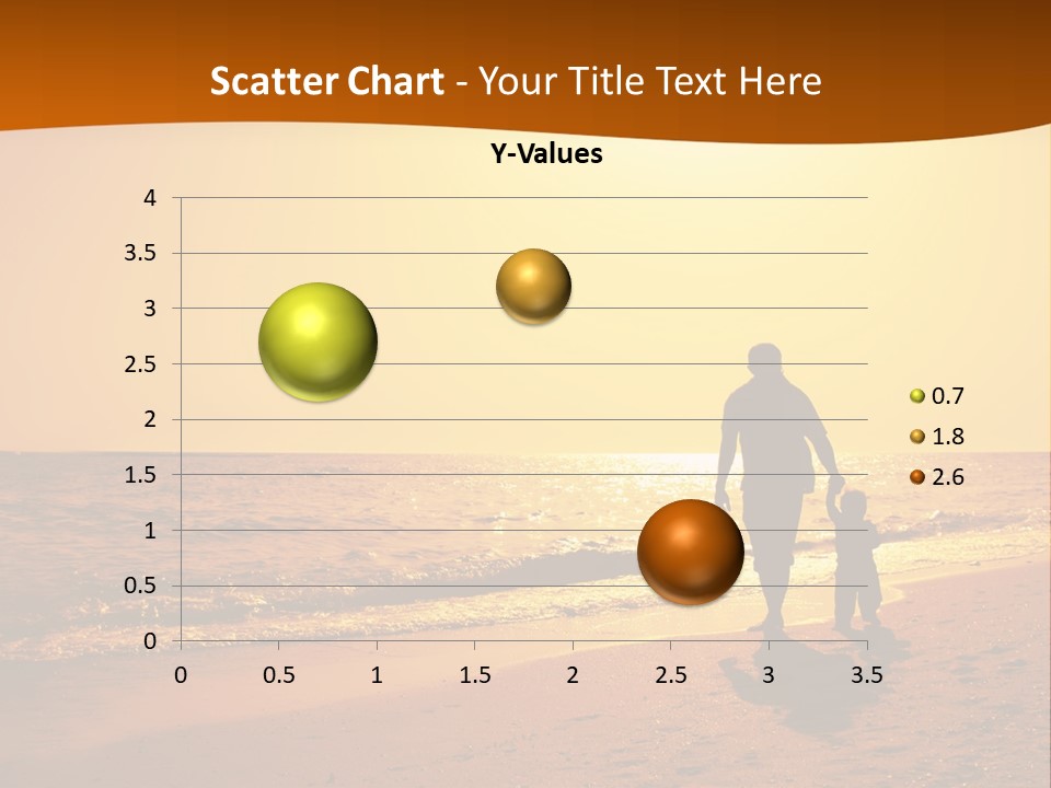 A Man And A Child Are Walking On The Beach At Sunset PowerPoint Template