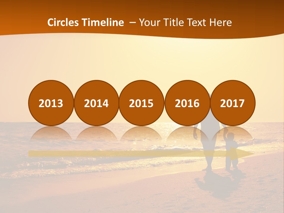 A Man And A Child Are Walking On The Beach At Sunset PowerPoint Template