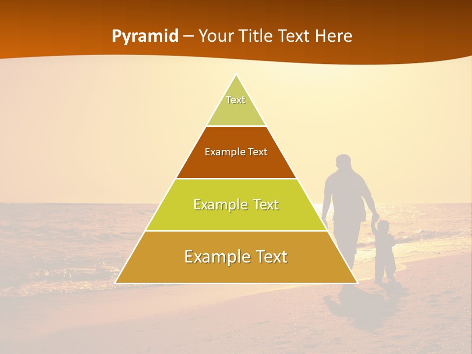 A Man And A Child Are Walking On The Beach At Sunset PowerPoint Template