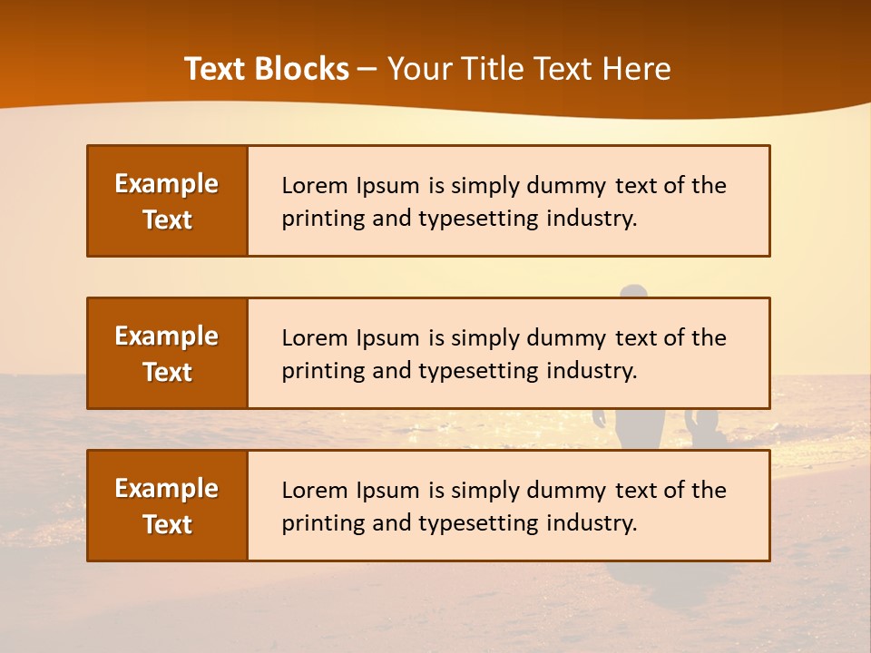 A Man And A Child Are Walking On The Beach At Sunset PowerPoint Template