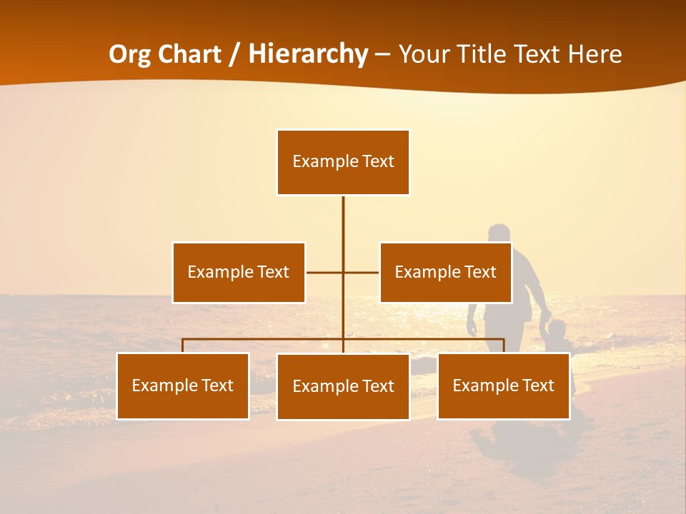 A Man And A Child Are Walking On The Beach At Sunset PowerPoint Template