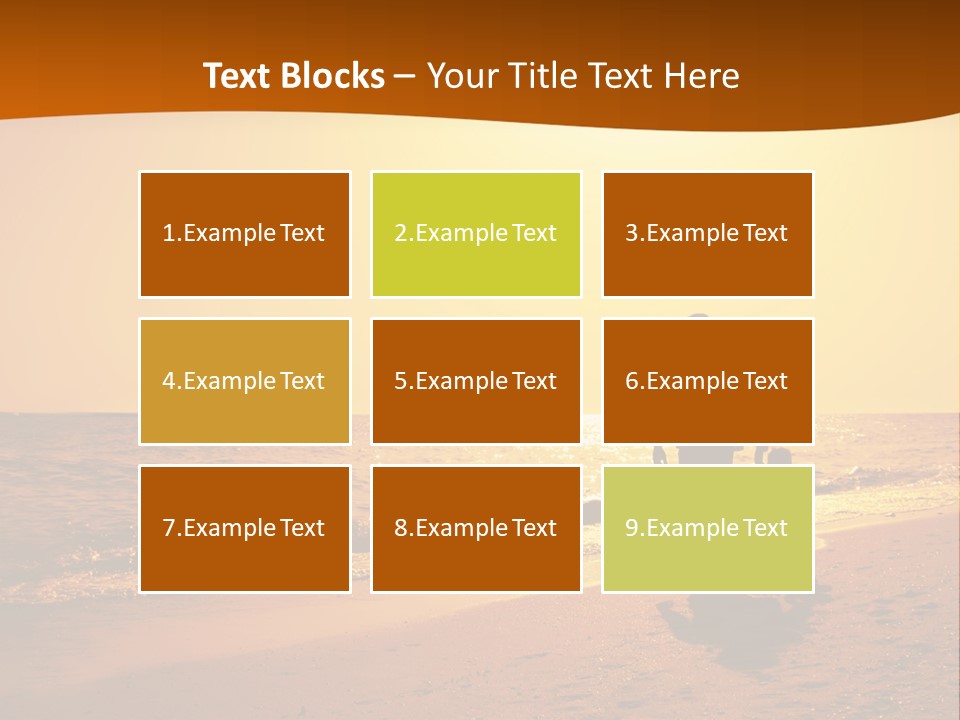 A Man And A Child Are Walking On The Beach At Sunset PowerPoint Template