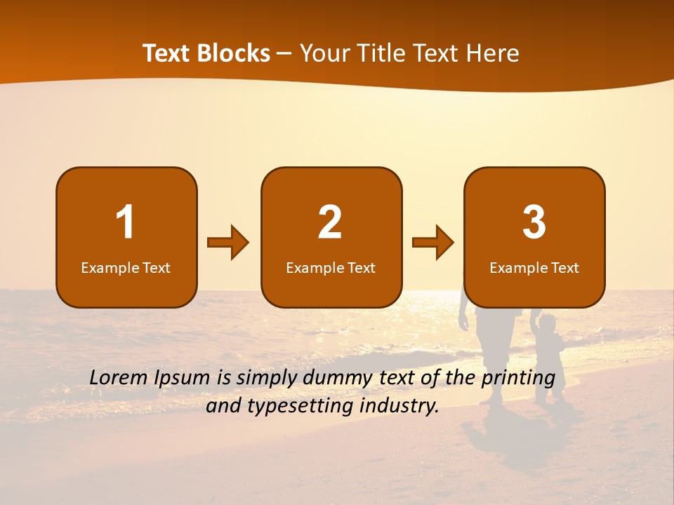 A Man And A Child Are Walking On The Beach At Sunset PowerPoint Template